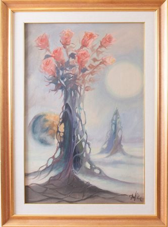 TONINO DAL RE (Imola 1924 – 2010) "Rose". Olio su tela. Cm 88x58. Opera...