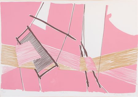 MARIA LAI (Ulassai 1919 - Cardedu 2013) "Telaio", 1970. Litografia a colori...