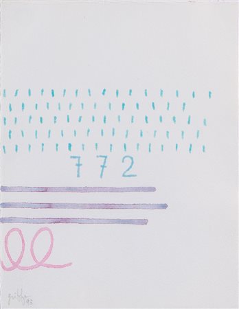 GIORGIO GRIFFA (Torino 1936) "Senza titolo", 1993. Acquerello su carta. Cm...