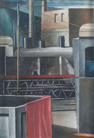 MARCELLO SCUFFI (Tizzana 1948 - Quarratta 2021) "Deposito di vecchi treni",...