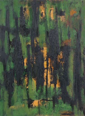 BRUNO PULGA (Bologna 1922 - 1992) "Luci nel parco", 1957. Olio su tela. Cm...