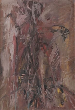 POMPILIO MANDELLI (Luzzara 1912 - Bologna 2006) "Figura", 1957. Tecnica mista...
