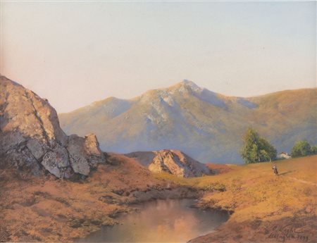 CORIOLANO VIGHI (Firenze 1852 - Bologna 1905) "Paesaggio", 1899. Pastello su...