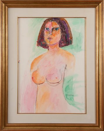 BRUNO CASSINARI (Piacenza 1912 - Milano 1992) "Ritratto di donna". Acquerello...