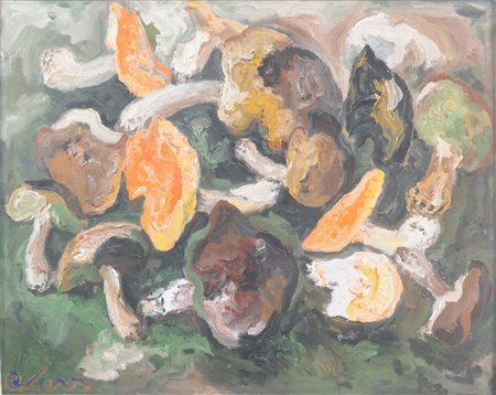 CARLO LEVI (Torino 1902 - Roma 1975) "Funghi". Olio su tela. Cm 73,5x92....