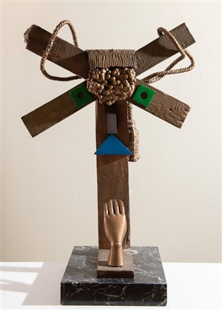 ENRICO BAJ (Milano 1924 - Vergiate 2003) "L'archeologo", 1984. Fusione in...