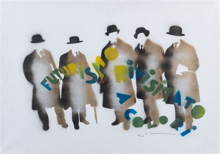 MARIO SCHIFANO (Homs 1934 - Roma 1998) "Futurismo rivisitato a colori", anni...