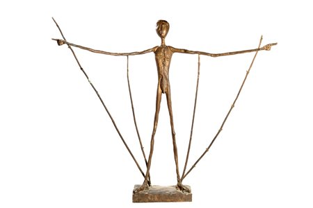 Scultura in bronzo dorato - Uomo con braccia aperte