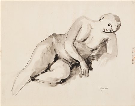 Giuseppe Capogrossi (Roma 1900-1972)  - Nudo femminile disteso, 1942/'44