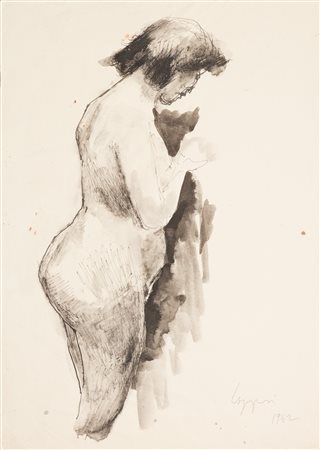 Giuseppe Capogrossi (Roma 1900-1972)  - Nudo femminile di fianco, 1942