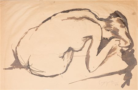 Giuseppe Capogrossi (Roma 1900-1972)  - Nudo femminile accovacciato, 1946 ca.