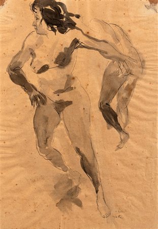 Renato Guttuso (Bagheria 1911-Roma 1987)  - Studio di nudo femminile
