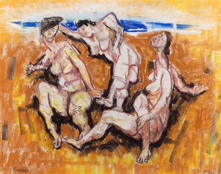 Fausto Pirandello (Roma 1899-Roma 1975)  - Tre bagnanti, 1966 ca.