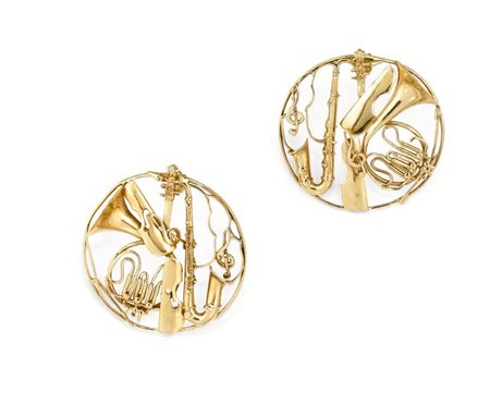 Fernandez Arman (Nizza 1928-New York 2005)  - Orecchini con strumenti, 1990/'91