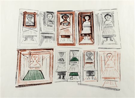 Massimo Campigli (Berlino 1895-Saint-Tropez 1971)  - Donne ai telai, 1952