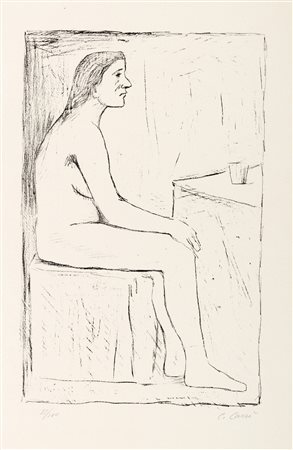 Carlo Carrà (Quargnento 1881-Milano 1966)  - Nudo seduto - segreti, 1944