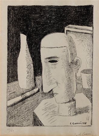 Carlo Carrà (Quargnento 1881-Milano 1966)  - Il gentiluomo ubriaco, 1946