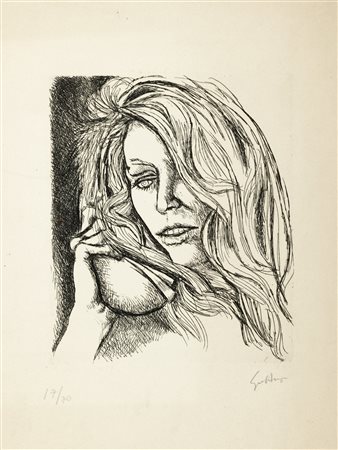 Renato Guttuso (Bagheria 1911-Roma 1987)  - Donna al telefono