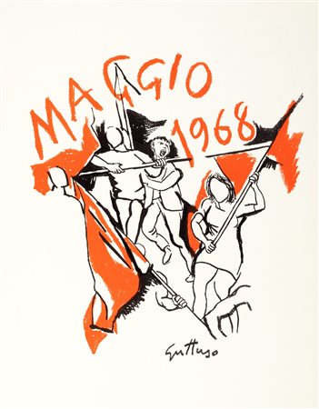 Renato Guttuso (Bagheria 1911-Roma 1987)  - Maggio, 1968