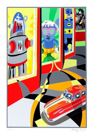 Ugo Nespolo (Mosso 1941)  - Robots e supereroi