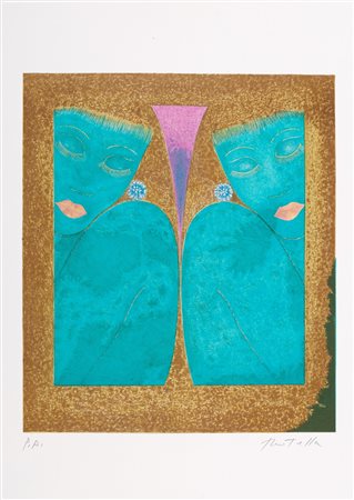 Mimmo Rotella (Catanzaro 1918-Milano 2006)  - Due profili