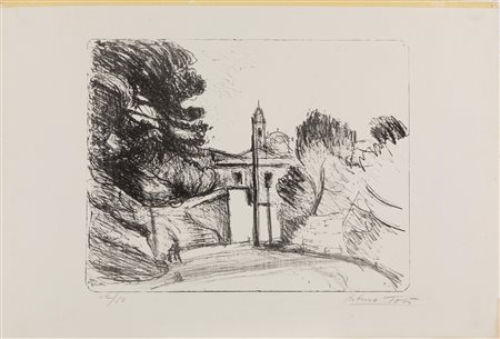 Arturo Tosi (Busto Arsizio 1871-Milano 1956)  - Chiesa, 1950