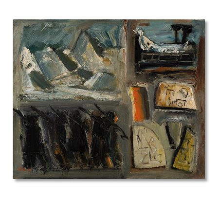Mario Sironi "Composizione" 1954 circa
olio su tela
cm 50,4x60,3
Firmato in bass