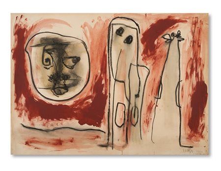 Asger Jorn "Senza titolo" 1953
tempera e tecnica mista su carta
cm 50x69,5
Firma