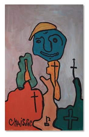 Gaston Chaissac "Un viaggio nelle regioni della ragione" 1960 circa
olio su maso