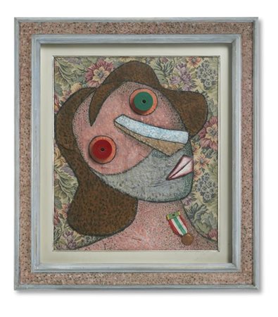 Enrico Baj "Figura" 1975
olio, stoffa, passamaneria e assemblage di materiali va