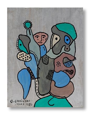 Gaston Chaissac "Senza titolo" 1950
olio su carta intelata
cm 63x48
Firmato e da