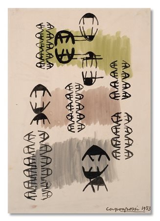 Giuseppe Capogrossi "Senza titolo" 1953
tempera su carta applicata su cartoncino