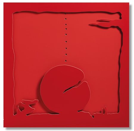 Lucio Fontana "Concetto spaziale - Teatrino (rosso)" 1968
quattro fogli di carto