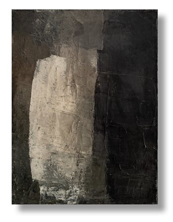 Alfredo Chighine "Forma bianca su fondo grigio scuro" 1963
olio su tela
cm 131x9