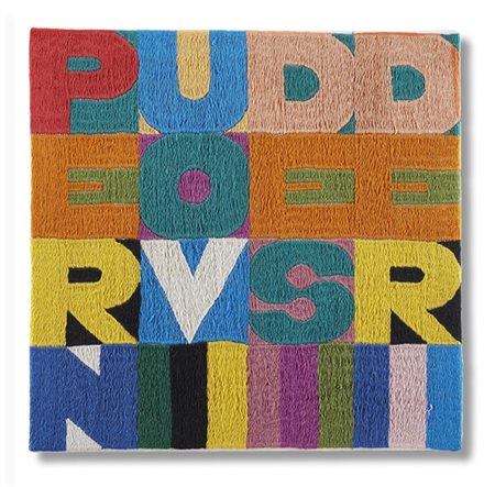 Alighiero Boetti "Per nuovi desideri" 1977
ricamo su tessuto
cm 28,5x29
Firmato