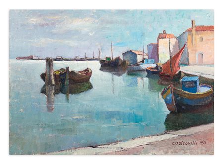 GIUSEPPE CASTROVILLI (1909-2003) - La laguna a sottomarina di Chioggia, 1971