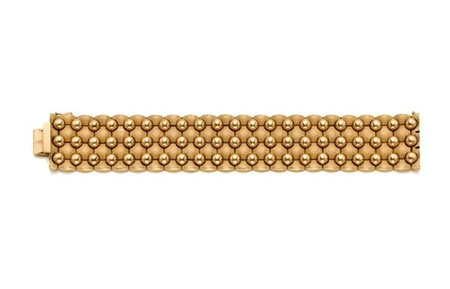 FOB
Bracciale modulare a fascia in oro giallo rifinito con mezze sfere, g 82,66