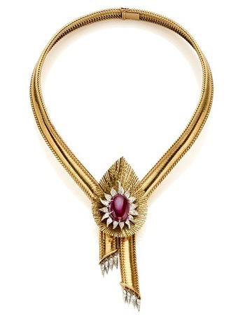 STERLE'
Collier in oro giallo a nastro flessibile con pendenti in platino e dia