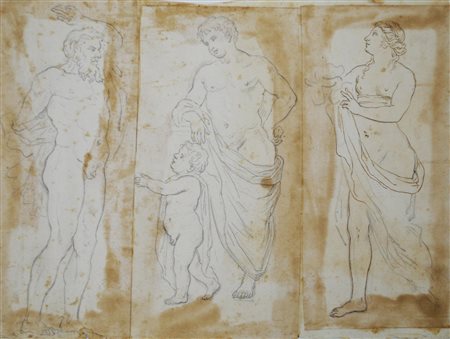 Scuola Toscana del XVII secolo FIGURE MITOLOGICHE grafite e inchiostro...