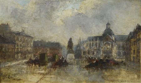 Jean-Etienne Karnec L'EGLISE SAINT JACQUES DE DIEPPE olio su tavola, cm...