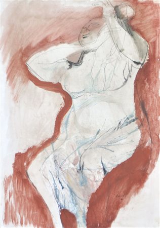 Bruno Saetti (Bologna 1920 - 1984) Figura di donna, 1966;Acquerello su carta...
