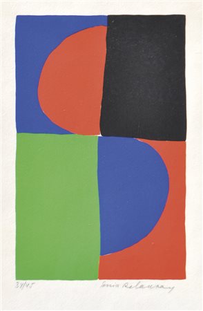 Sonia Delaunay (Hradysk 1885 - Paris 1979) Composizione;Litografia a col. su...