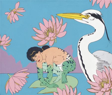 Luigi Mastrangelo (1958) Lo stagno, 1999;Acrilico su tela, 60 x 70 cm Firma,...