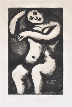 Georges Rouault (Paris/Parigi 1871 - 1958) Nudo, 1918;Acquaforte su carta, 26...