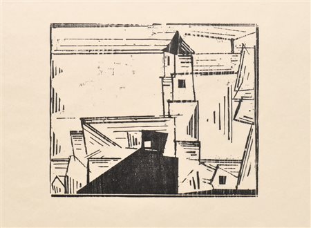Lyonel Feininger (New York 1871 - 1956) Chiesa gialla del paese,...