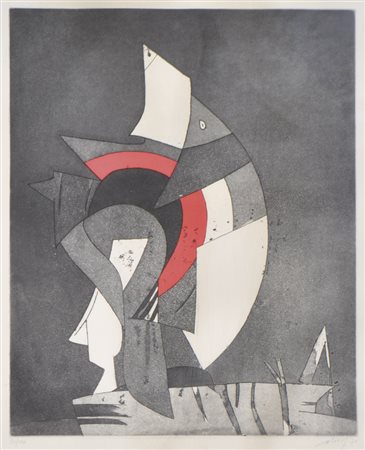 Gianni Dova (Rom/Roma 1925 - Pisa 1991) Senza titolo, 1970;Acquaforte a col....