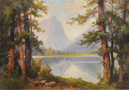 Karl Flieher (Wien/Vienna 1881 – Zell am See 1958) Lago di Dobbiaco nelle...