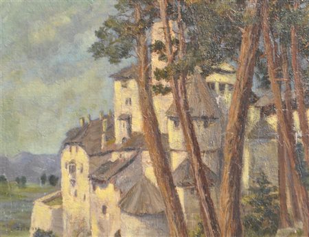 Lois Alton (Krumau 1894 /Innsbruck 1972) Castel Tures;Olio su tavola, 37,5 x...