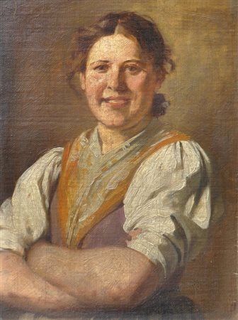 Rudolf Oberstolz (Innsbruck 1865 – Bozen/Bolzano 1910) Ragazza che ride;Olio...