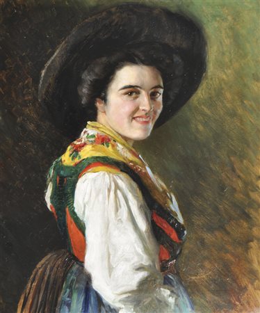Orazio Gaigher (Levico 1870 – Meran/Merano 1938) Ragazza altoatesina in...